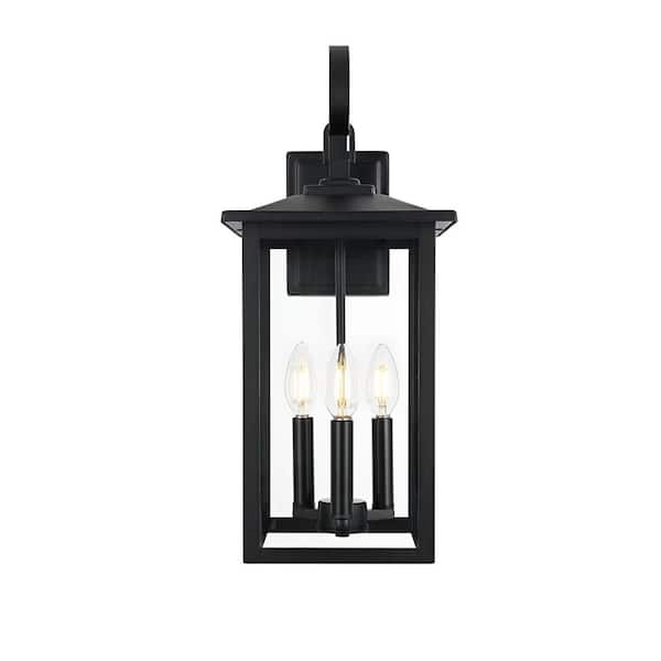 20 in. Black Outdoor Hardwired Wall Sconce with No Bulbs Included