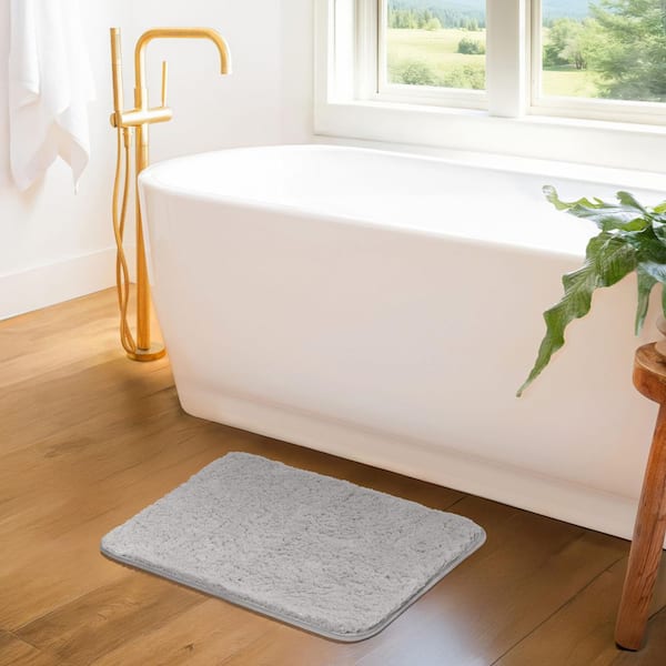 Ultra Soft 24 in. x 17 in. Light Gray Plush Bath Mat