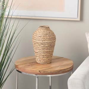 Brown Handmade Braided Seagrass Decorative Vase