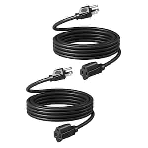 15 ft. 14/3 SJTW Indoor/Outdoor Extension Cord with 3 Prong, Black (2-Pack )