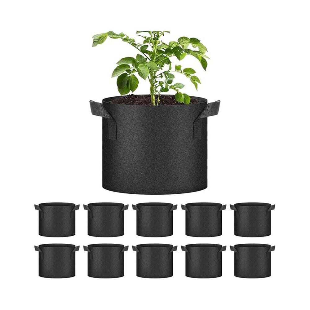 10-Pack 5 Gallon Grow Bags Black Aeration Nonwoven Fabric Heavy Duty Round Indoor Outdoor Planter with Handles price history on PriceWatchPro