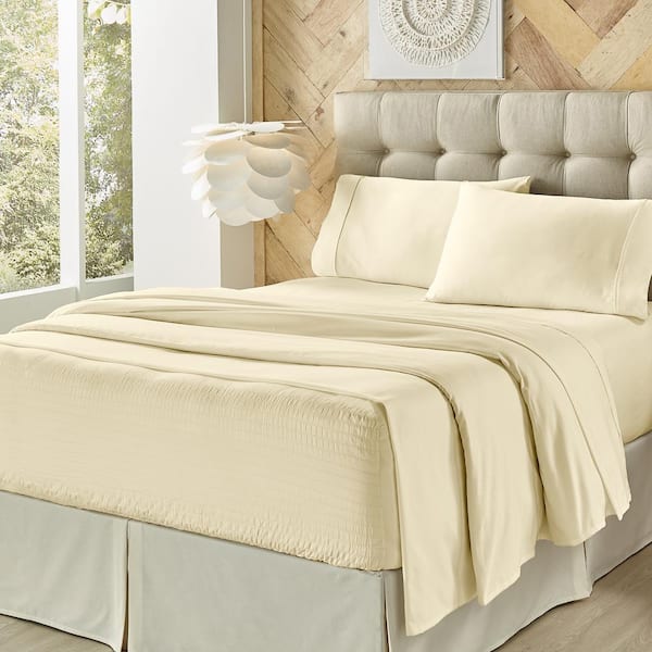 J QUEEN NEW YORK INC Royal Fit Ivory Polyester Twin Sheet Set
