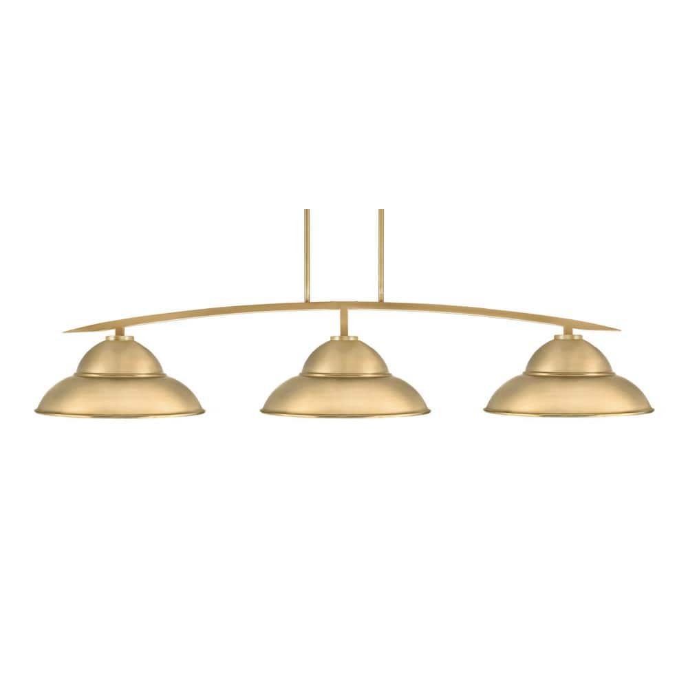 Siena 3-Light New Age Brass Billiard Light with 16 in. New Age Brass Metal 