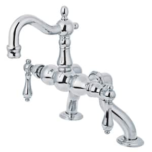 Vintage 2-Handle Deck-Mount Clawfoot Tub Faucets in Polished Chrome