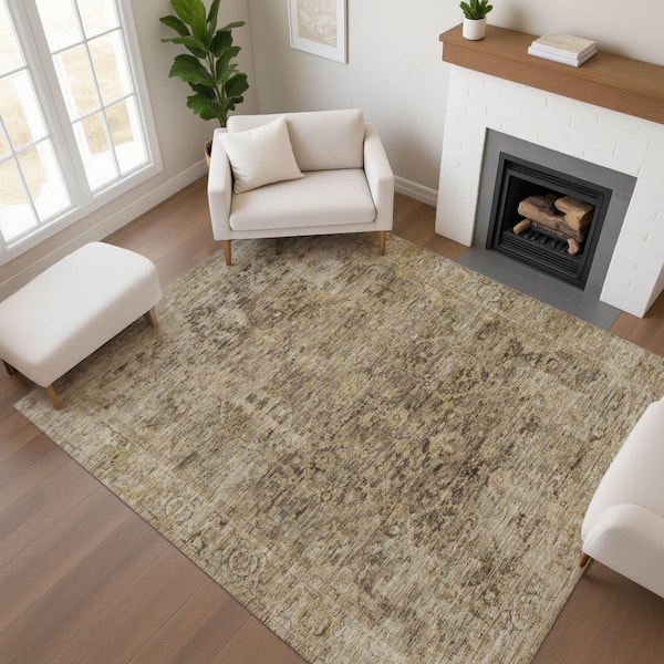 Mayfield Premium Machine Washable Abstract AMF1773 Brown 5 ft. x 7 ft. 6 in. Area Rug