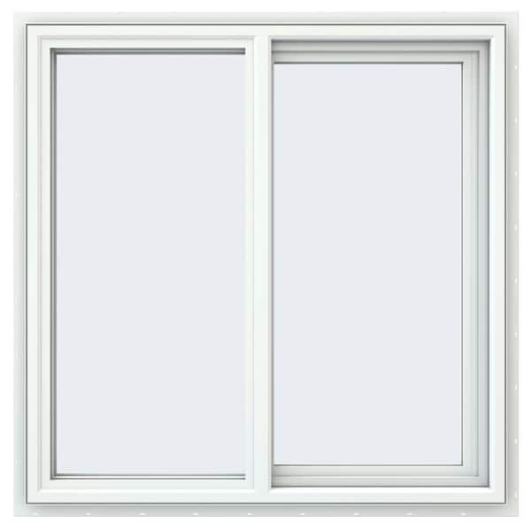 JELD-WEN 35.5 in. x 35.5 in. V-4500 Series White Vinyl Right-Handed Sliding Window with Fiberglass Mesh Screen
