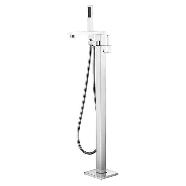 Eisen Home SevenFalls Single-Handle Freestanding Bathtub Faucet with Hand Shower in Polished Chrome