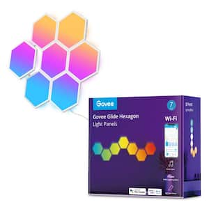 Glide Hexagon Smart Color Changing Plug-In Wi-Fi Enabled Integrated LED Light Panels (7-Piece)