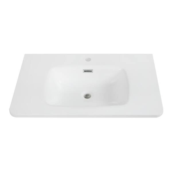 Streamline 31.5 in. W x 18.9 in. D Solid Surface Resin Vanity Top in White