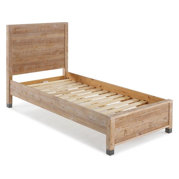 Baja Barnwood Twin Size Panel Headboard Platform Bed