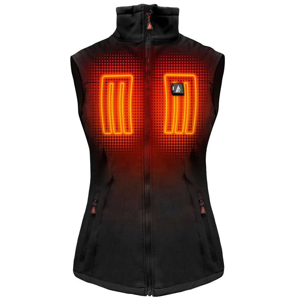 ACTIONHEAT Women's X-Small Black Softshell 5V Battery Heated Vest AH ...