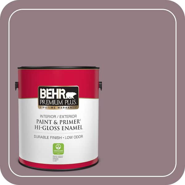 BEHR PREMIUM PLUS 1 gal. #100F-5 Gypsy Magic Hi-Gloss Enamel Interior/Exterior Paint & Primer