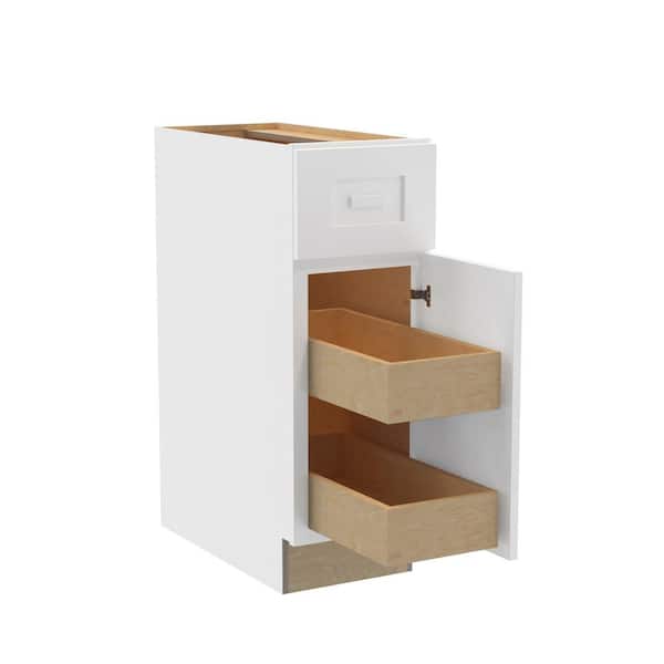 Home Decorators Collection Grayson 12 in. W x 24 in. D x 34.5 in. H Assembled Plywood Base Kitchen Cabinet in Pacific White with 2ROT Soft Close RH
