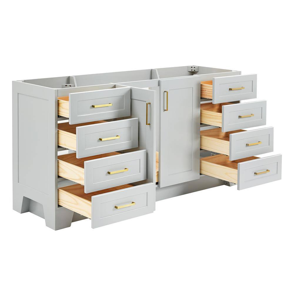 Taylor 66" Gray Single Freestanding Vanity Cabinet with Gold Hardware