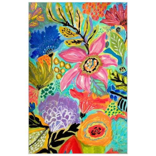 Multi-Colored 5 ft. x 8 ft. Secret Garden Floral II Washable Art Area Rug