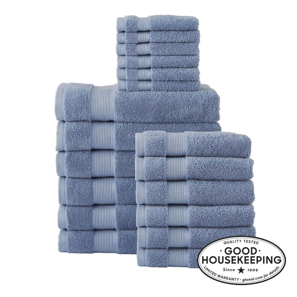  iDesign Spa Washcloth with Hanging Loop, 100% Cotton Soft  Absorbent Machine Washable Towels for Bathroom, Shower, Tub - Set of 12,  Dusty Blue : Home & Kitchen
