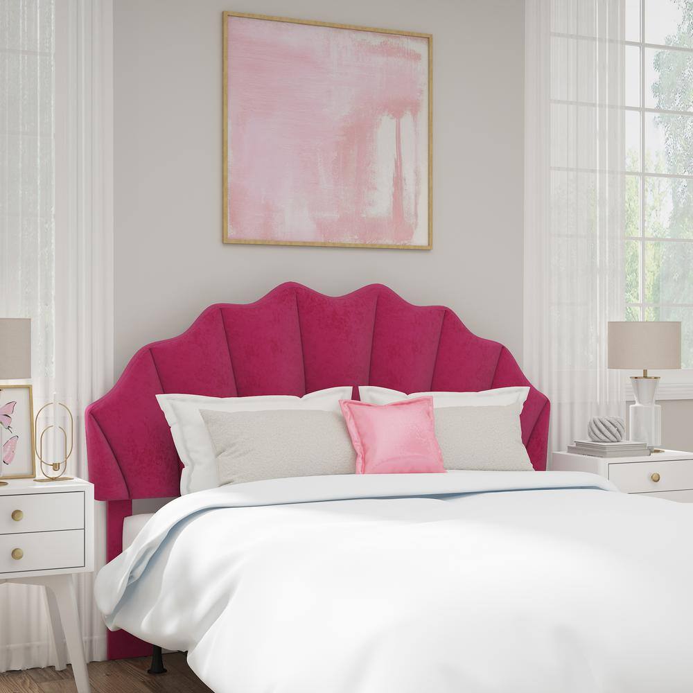 Pink Faux Velvet Tufted Full/Queen Upholstered Headboard
