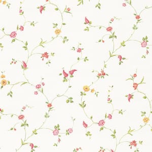 Multi Floral Trail Vinyl Strippable Roll Wallpaper (Covers 56 sq. ft.)