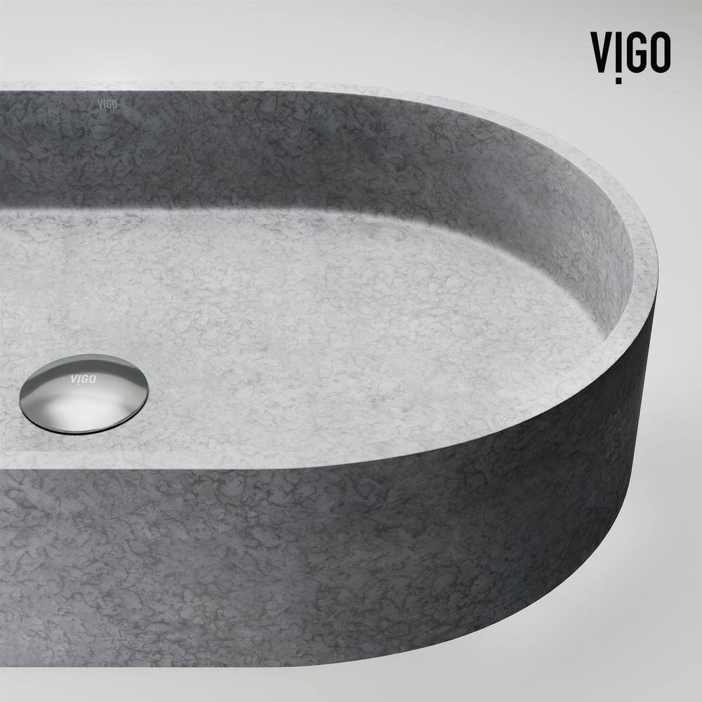 Sagrada Gothic Gray Oval Vessel Sink in Concrete Stone 24"x14"