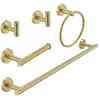 BWE 5-Piece Bath Hardware with Towel Bar Towel Hook Toilet Paper Holder and Towel Ring Set in Brushed Gold A-91020-BG
