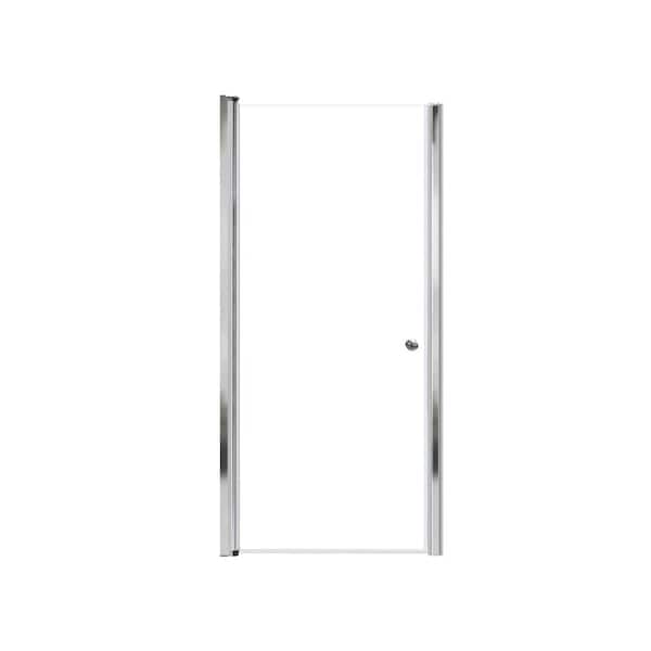 Transolid Lyna 32 in. W x 70 in. H Pivot Frameless Shower Door in Polished Chrome with Clear Glass