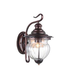 Topeka Ancient Red 12.6'' H Hardwired Hammered Glass Outdoor Wall Lantern Sconce (Set of 2)