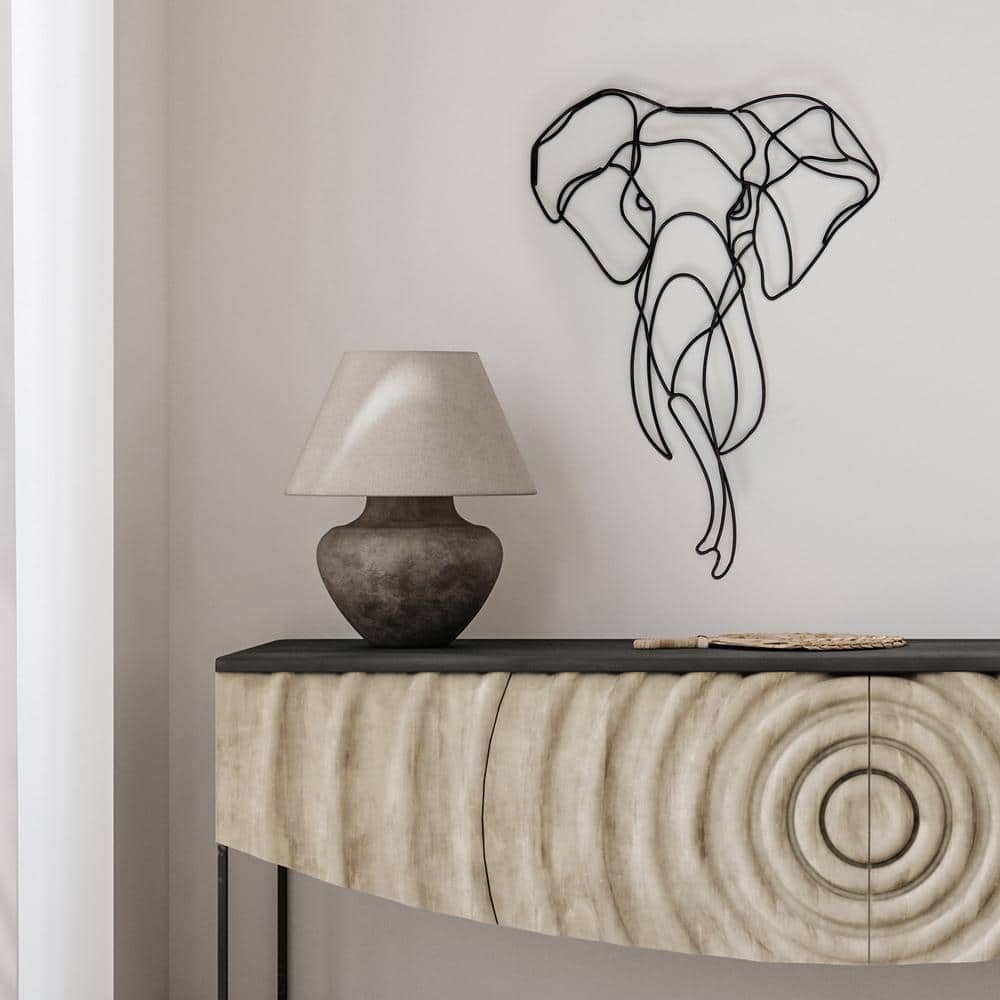 Asha Black Iron Elephant Wall Art, 20" x 28"