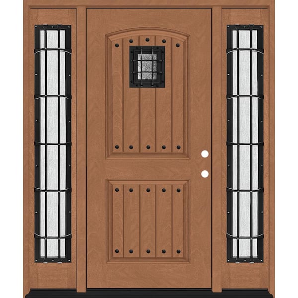 Steves & Sons Regency 68 in. x 80 in. 2Panel Plank Cavalier Speakeasy LHIS AW Fiberglass Prehung Front Door w/Cavalier Dbl 14in.SL