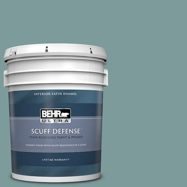 BEHR ULTRA 5 gal. #PMD-35 Blue Agave Extra Durable Satin Enamel Interior Paint & Primer