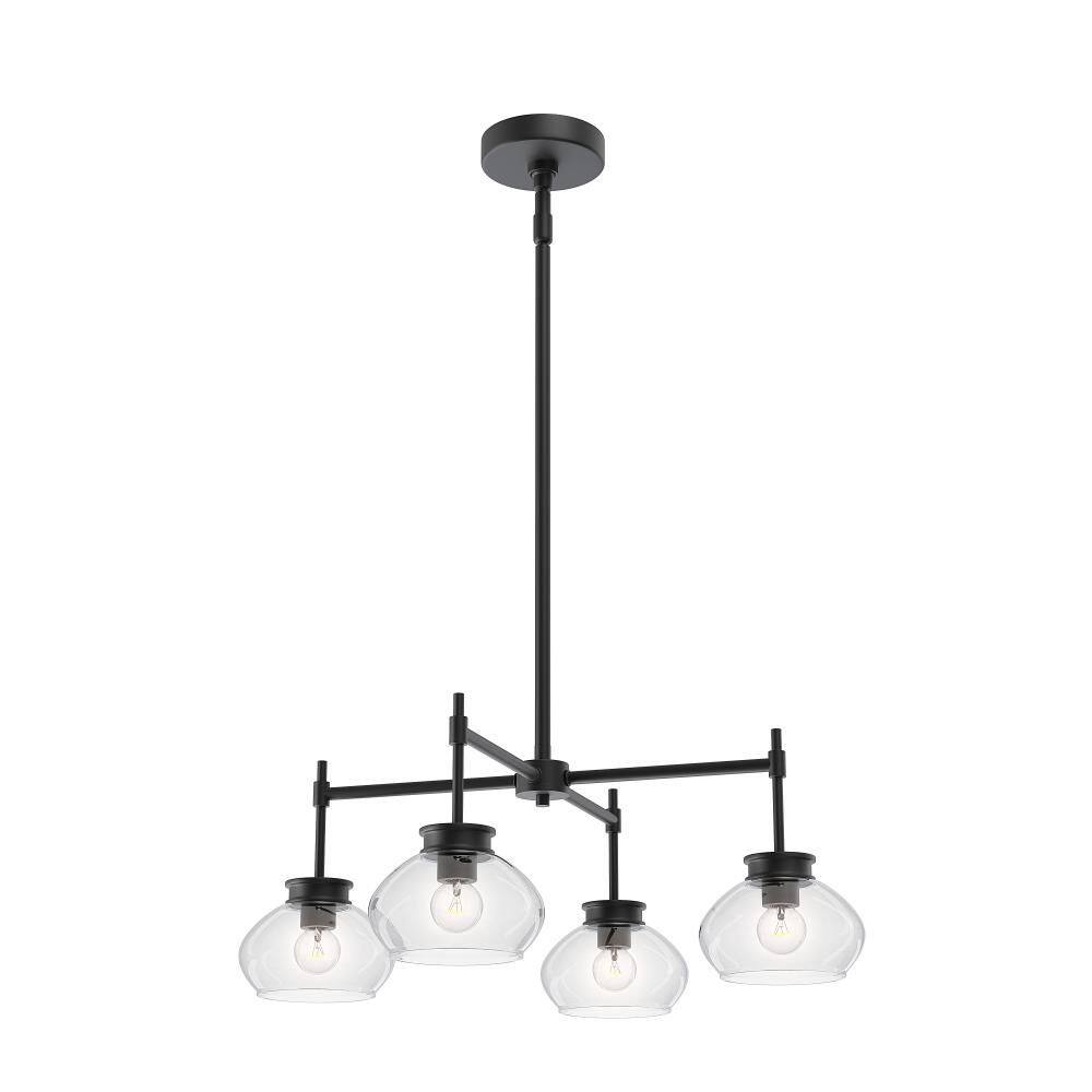 Kinsmon 24 in. Plug and Play 4-Light Matte Black Chandelier with SkyPlug price history on PriceWatchPro