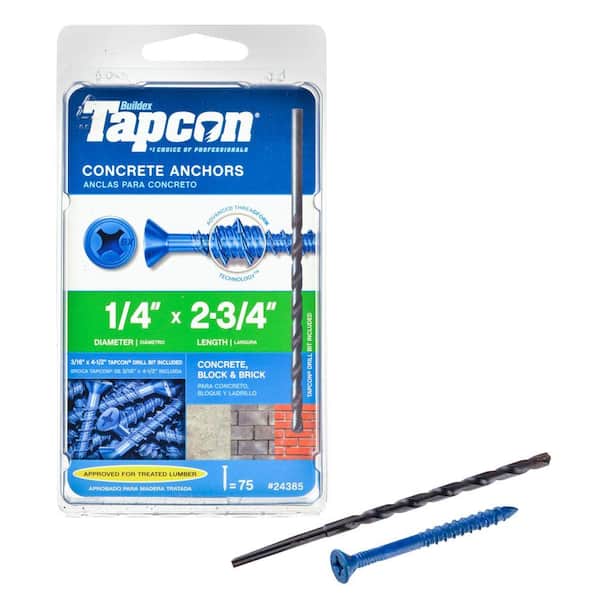 Tapcon 1/4 in. x 2-3/4 in. Phillips-Flat-Head Concrete Anchors (75-Pack)