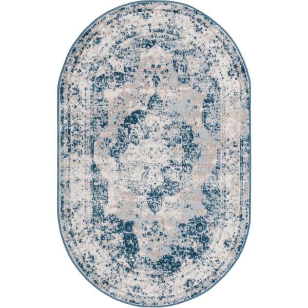 Unique Loom Sofia Salle Garnier Blue 3 ft. 3 in. x 5 ft. 3 in. Area Rug
