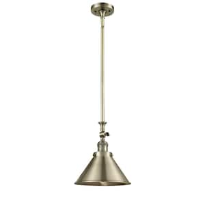 Briarcliff 1-Light Antique Brass Cone Pendant Light with Antique Brass Metal Shade