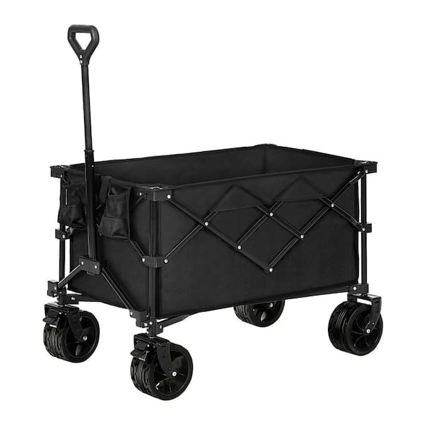 5.1 cu. ft. Wagon Cart 220 lbs. Load Collapsible Folding Cart Carbon Steel Utility Garden Cart with Tank Wheels
