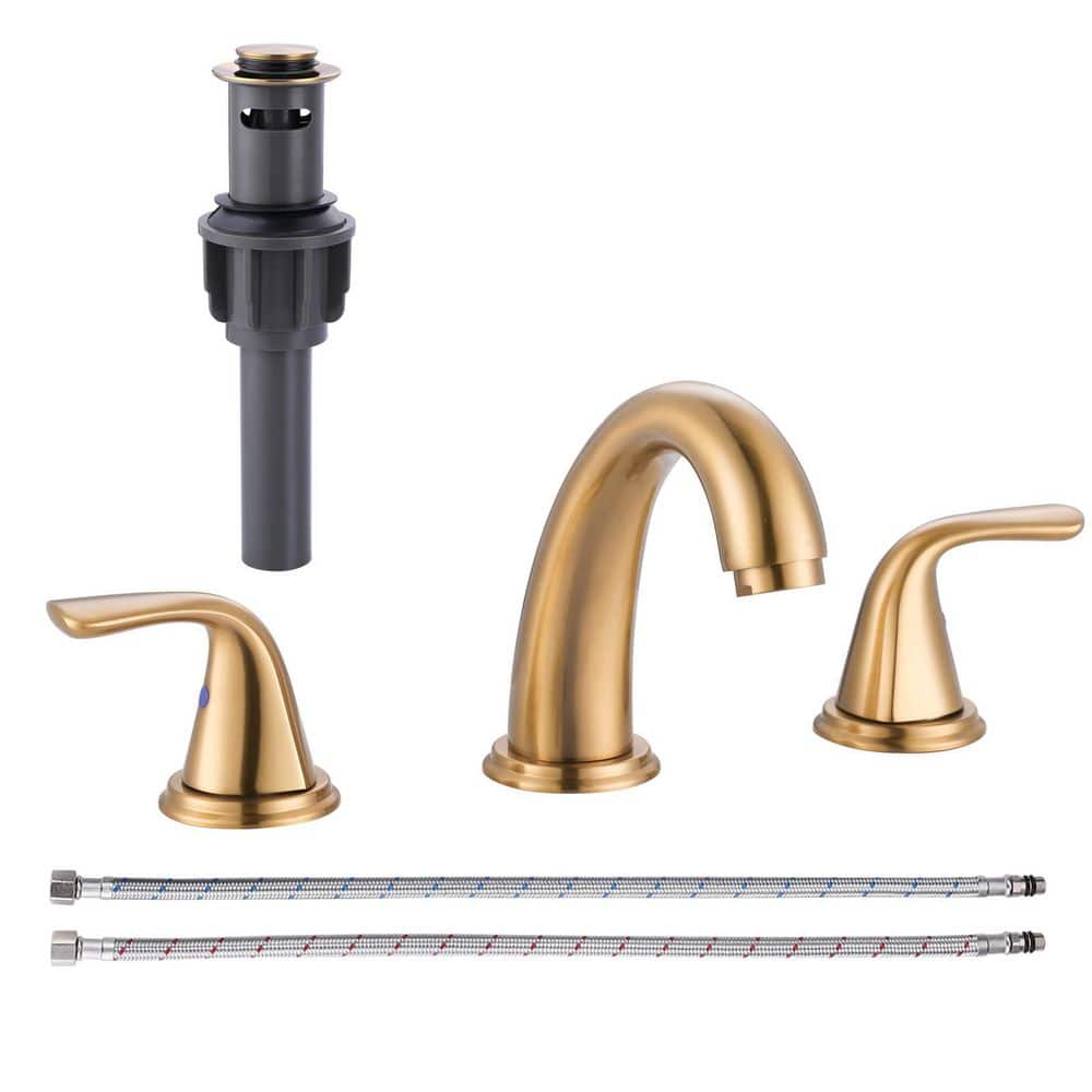 8 in. Widespread Double Handle Bathroom Faucet with Supply Lines in Brushed Gold price history on PriceWatchPro