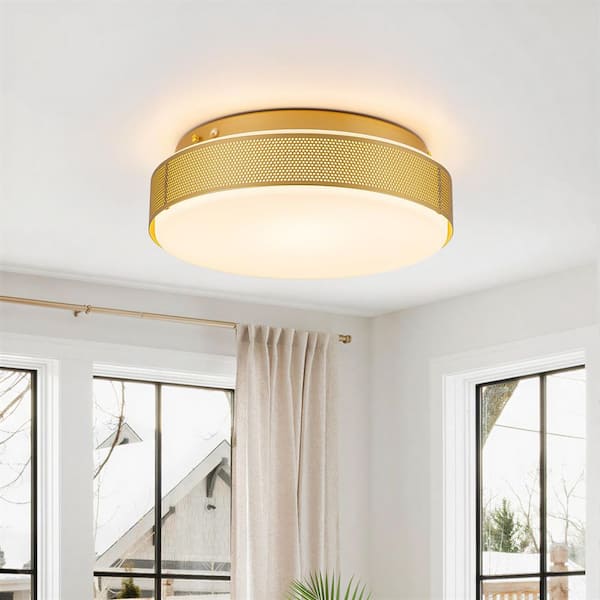 EDISLIVE 11.8 in. 1-Light Drum Brushed Gold Color Selectable LED