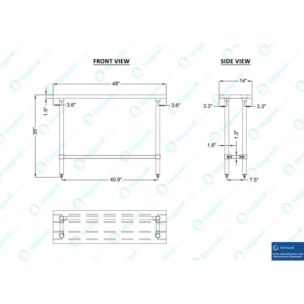 48" Stainless Steel Work Table with Galvanized Legs