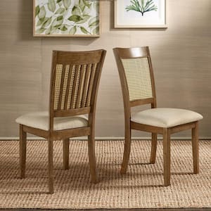 Oak Cane Slat Back Accent Dining Chair (Set of 2)