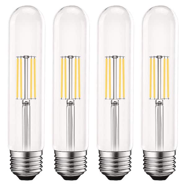 LUXRITE 60-Watt Equivalent T9 Dimmable Edison Tube LED Light Bulbs 5-Watt UL Listed 4000K Cool White 550 Lumens E26 (4-Pack)