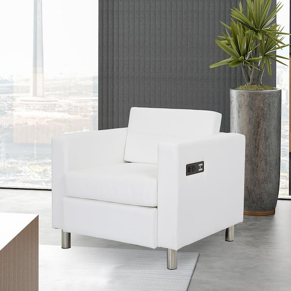 OSP Home Furnishings Atlantic White Vinyl Chair with Single