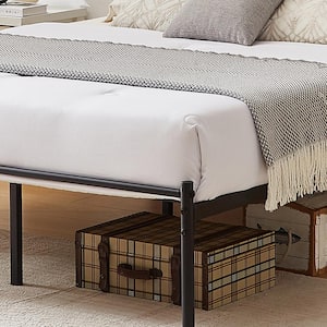 Bed Frame Black Metal Frame Queen Platform Bed with Headboard, Sturdy Steel Slat Support, No Box Spring Needed