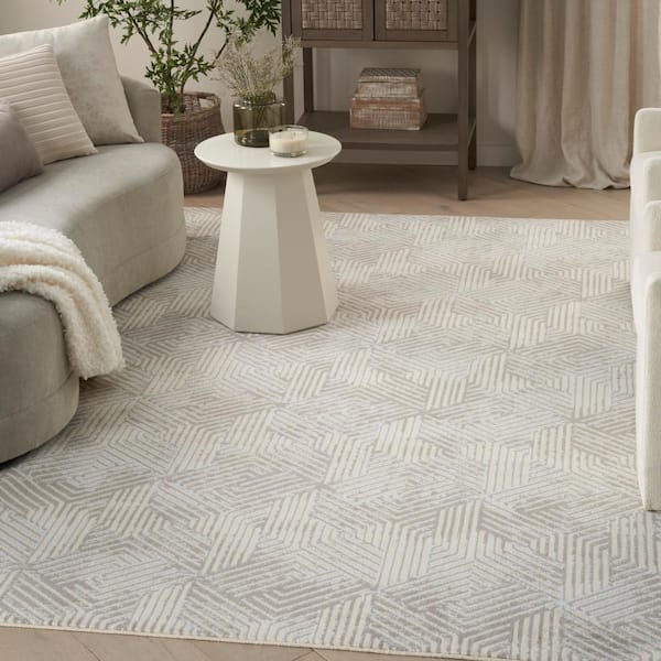 Grafix Grey 8 ft. x 10 ft. Geometric Contemporary Area Rug