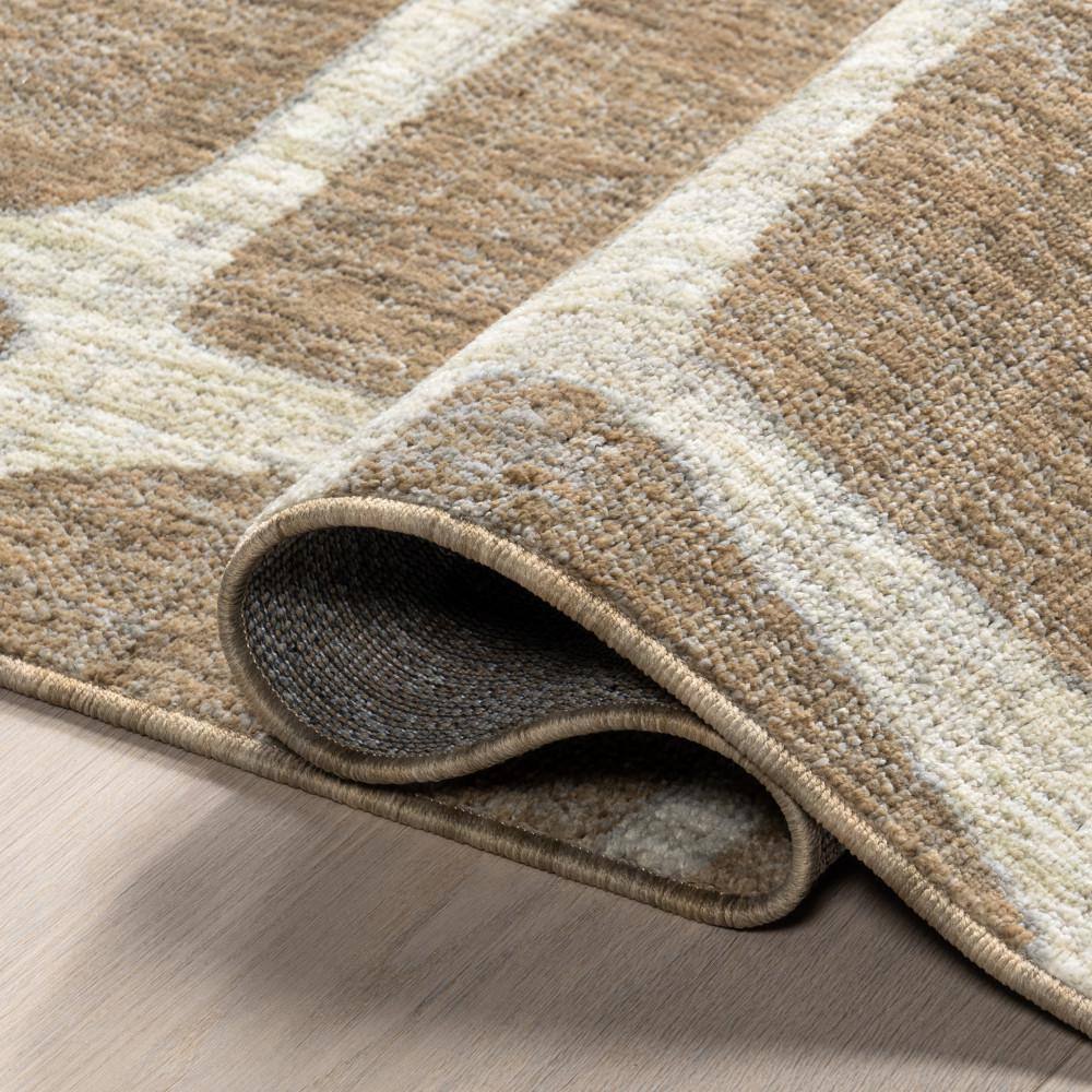 Aadhya Light Brown Geometric 5' x 8' Synthetic Area Rug