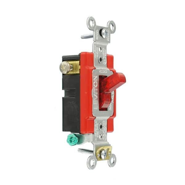 20 Amp Industrial Grade Heavy Duty Single-Pole Pilot Light Toggle Switch, Red 1221-7PR