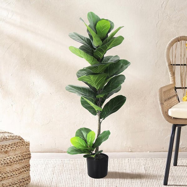 3.5 ft. Real Touch Artificial Fiddle Leaf Fig Tree in Pot 60534-GR ...