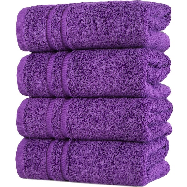 Hawmam Linen 4-Piece Purple Turkish Cotton Hand Towels