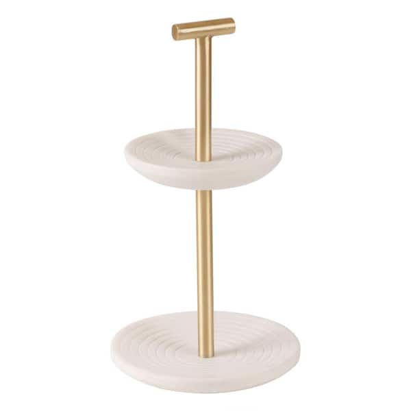 GAURI KOHLI Regalia Tiered White Marble Jewelry Stand - 6 in. x 12 in.