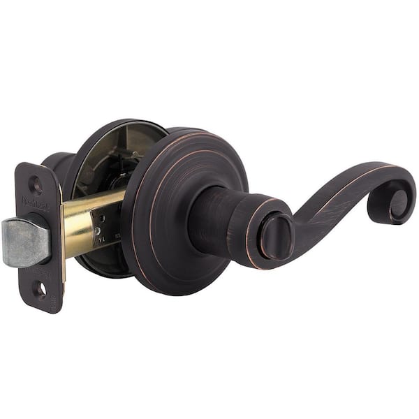 Kwikset Lido Venetian Bronze Exterior Entry Door Handle featuring