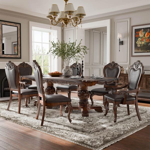 Furniture of America Divino 7-Piece Rectangular Dark Cherry Extendable Wood Top Dining Room Set (Seats 6)