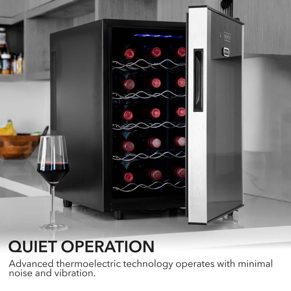 Black Thermoelectric Freestanding Wine Cooler with Glass Door